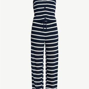 Chic Navy and White Striped Jumpsuit